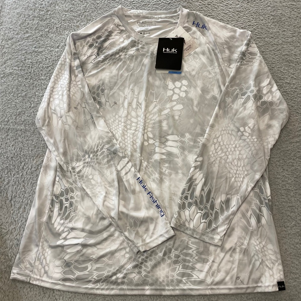 NWT Huk Kryptek Yeti LoPro Performance Shirt Mens XXL White Camo Raglan